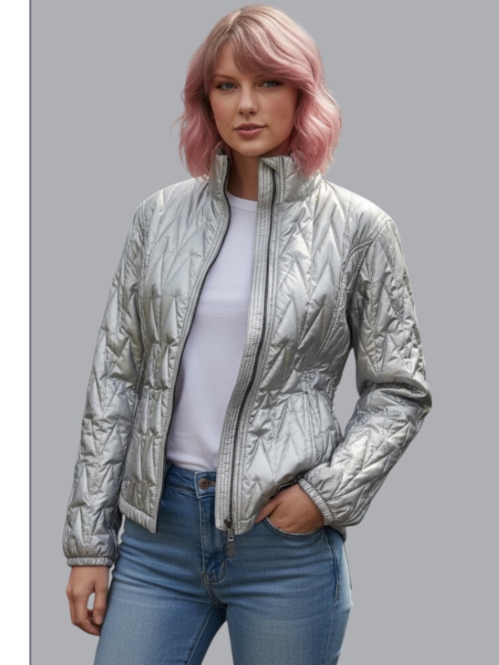 Skea Women's Silver Quilted Jacket